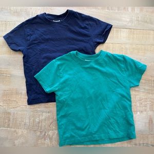 2 Zara kids boys toddler green navy blue short sleeve tee shirt